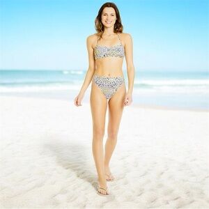 CYN & LUCA Multicolor Leopard-Print Bandeau Bikini SET 
Size XL NWT